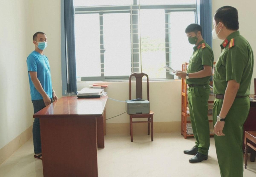 Bị can Hải tại cơ quan điều tra. Ảnh: Công an cung cấp