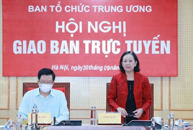 Trưởng Ban Tổ chức Trung ương Trương Thị Mai phát biểu chỉ đạo Hội nghị. (Ảnh: Phương Hoa/TTXVN) Trưởng Ban Tổ chức Trung ương Trương Thị Mai phát biểu chỉ đạo Hội nghị. (Ảnh: Phương Hoa/TTXVN)