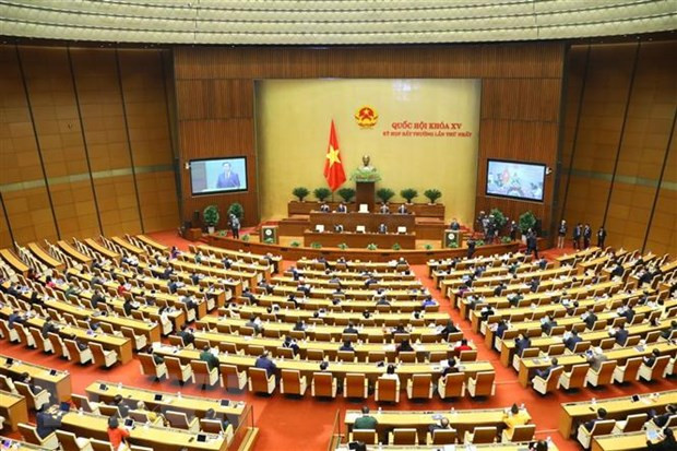 Chủ tịch Quốc hội Vương Đình Huệ phát biểu khai mạc Kỳ họp bất thường thứ nhất, Quốc hội khóa XV. (Ảnh: Văn Điệp/TTXVN)