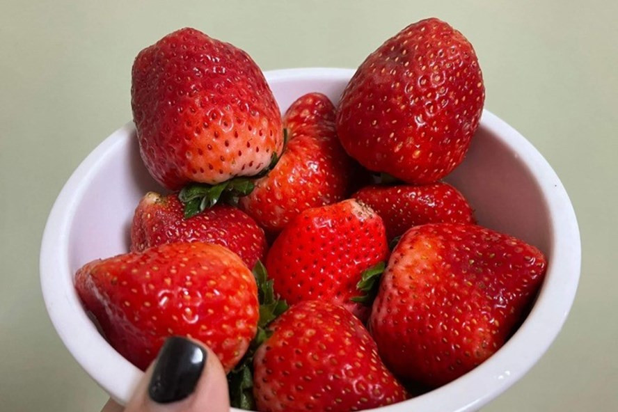 Quả dâu tây giàu chất xơ, vitamin C, phốt pho và mangan. Ảnh: Thanh Ngọc.
