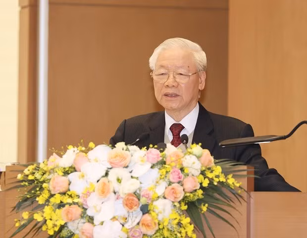 Tổng Bí thư Nguyễn Phú Trọng phát biểu chỉ đạo hội nghị. (Ảnh: Trí Dũng/TTXVN)