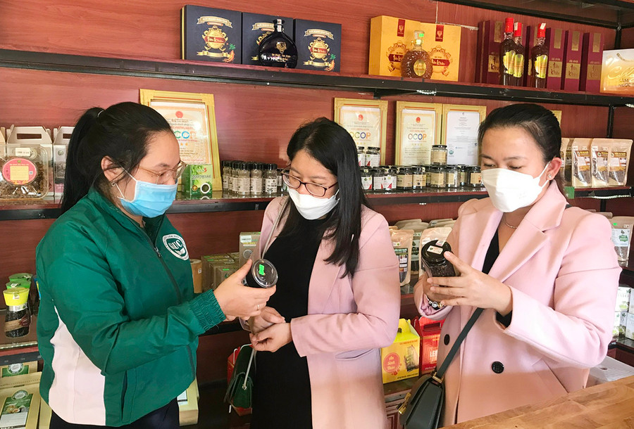 Sản phẩm OCOP Gia Lai được nhiều khách hàng tìm mua. Ảnh: Nguyễn Diệp Sản phẩm OCOP Gia Lai được nhiều khách hàng tìm mua. Ảnh: Nguyễn Diệp