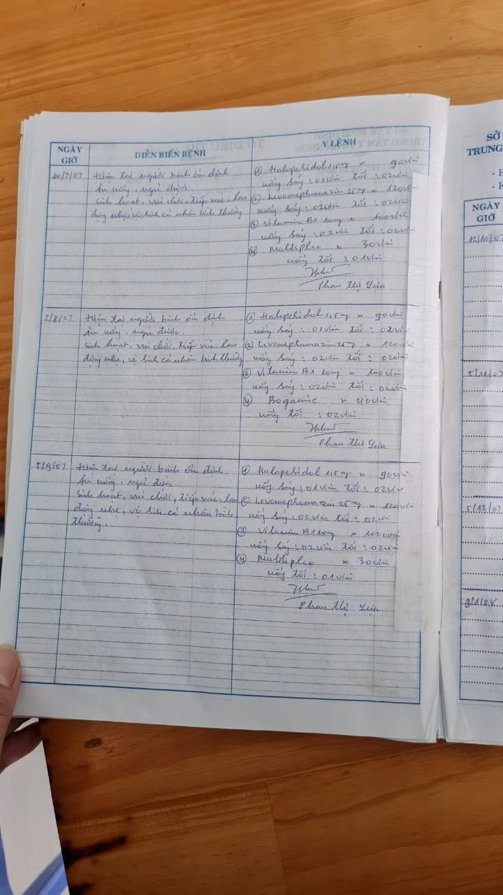Nguyễn Văn Thâu, có hồ sơ bệnh án tâm thần tại Trạm y tế xã Nhơn Phúc và nhận thuốc điều trị hằng tháng tại đây kể từ năm 2006 đến nay. Ảnh: DT.
