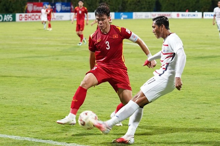 Quế Ngọc Hải trong màu áo tuyển Việt Nam tại AFF Cup 2020. Ảnh: AFF