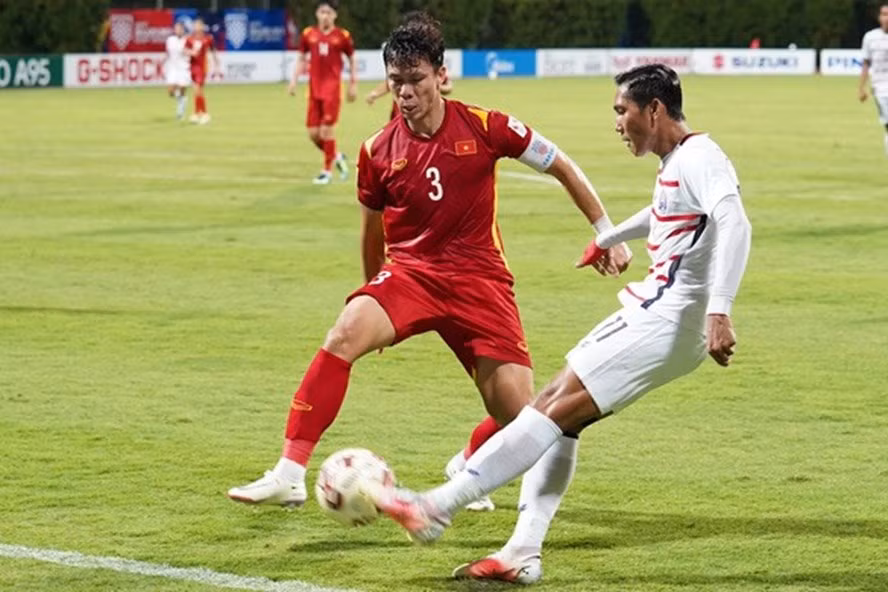 Quế Ngọc Hải trong màu áo tuyển Việt Nam tại AFF Cup 2020. Ảnh: AFF