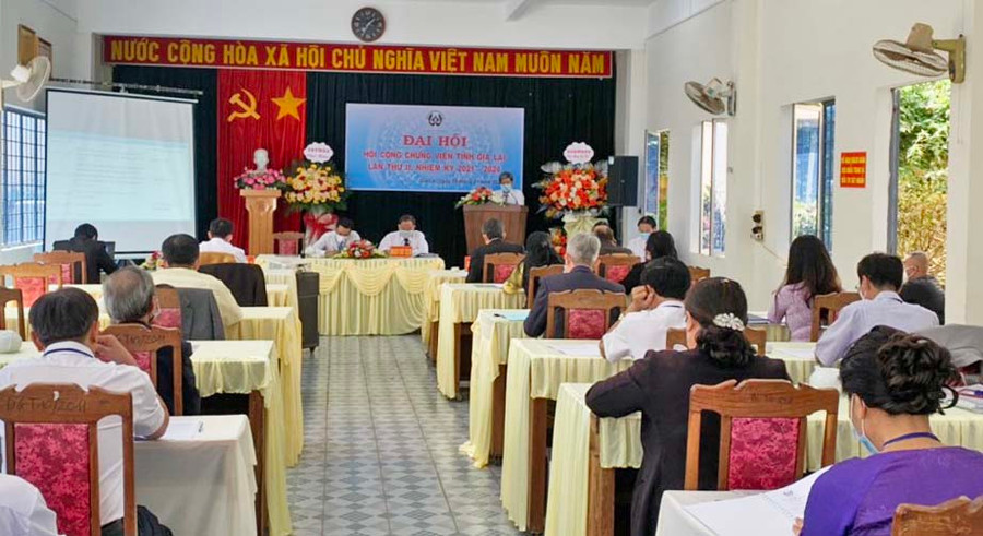 Quang cảnh Đại hội Hội Công chứng viên tỉnh Gia Lai lần thứ II, nhiệm kỳ 2021-2024. Ảnh: R'Ô HOK