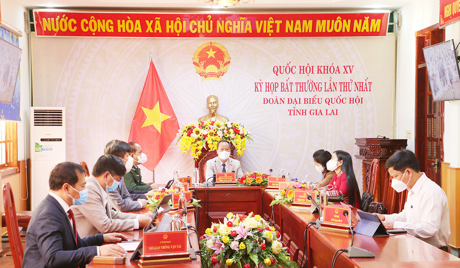 Quang cảnh kỳ họp tại điểm cầu Gia Lai. Ảnh: Quang Tấn Quang cảnh kỳ họp tại điểm cầu tỉnh Gia Lai. Ảnh: Quang Tấn