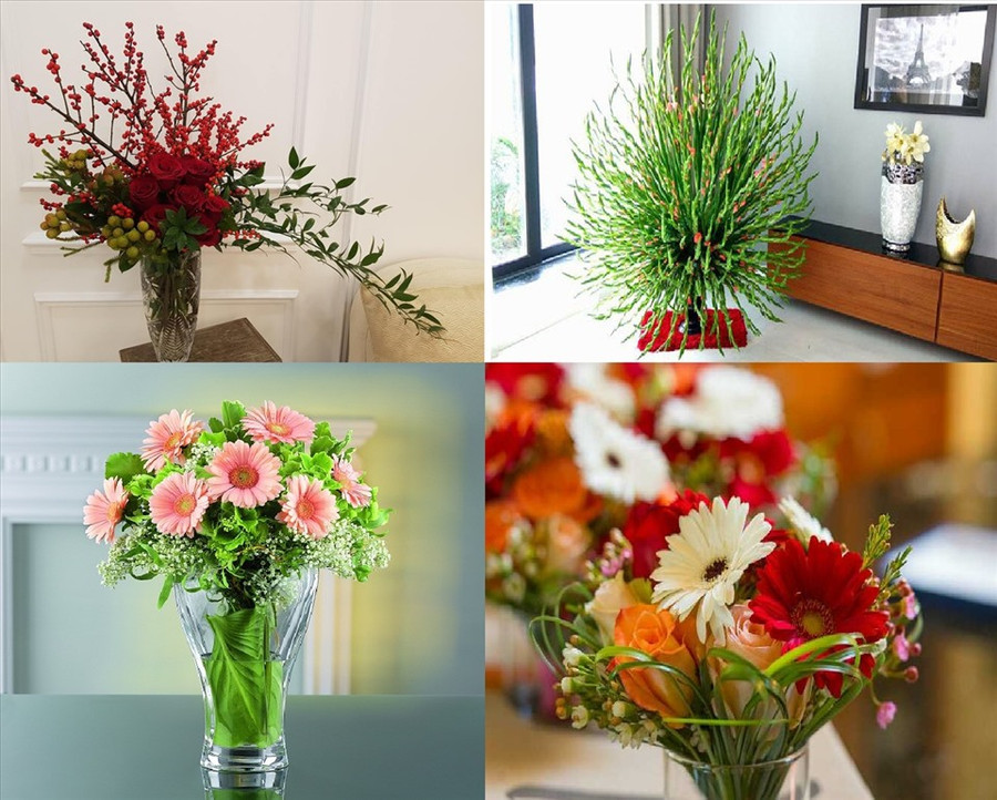 Chọn hoa tươi là cách tốt nhất để có một bình hoa đẹp trang trí ngày Tết. Đồ họa: M.H