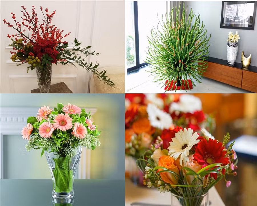 Chọn hoa tươi là cách tốt nhất để có một bình hoa đẹp trang trí ngày Tết. Đồ họa: M.H