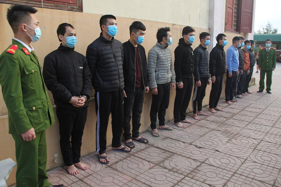 Các nghi can bị bắt giữ. Ảnh Công an cung cấp Các nghi can bị bắt giữ. Ảnh Công an cung cấp