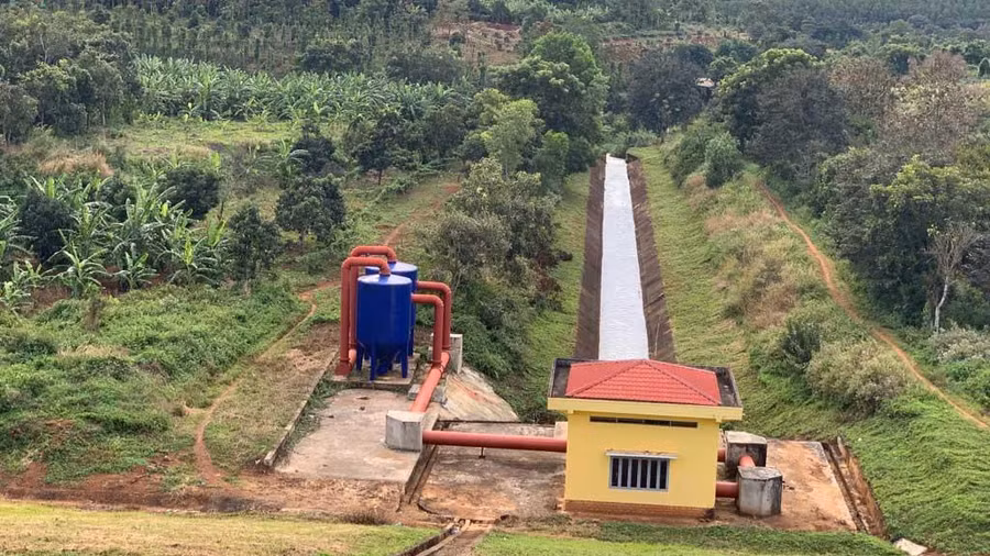 Dự án cấp nước từ hồ Buôn Yông về thôn Tiến Cường đến nay vẫn chưa thể hoạt động. Ảnh: Hoàng Bình