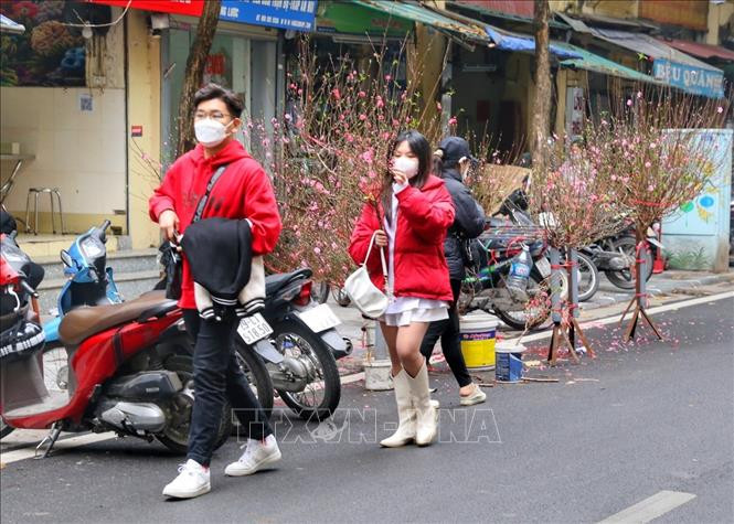 Người dân chọn mua đào đón Xuân Nhâm Dần 2022.