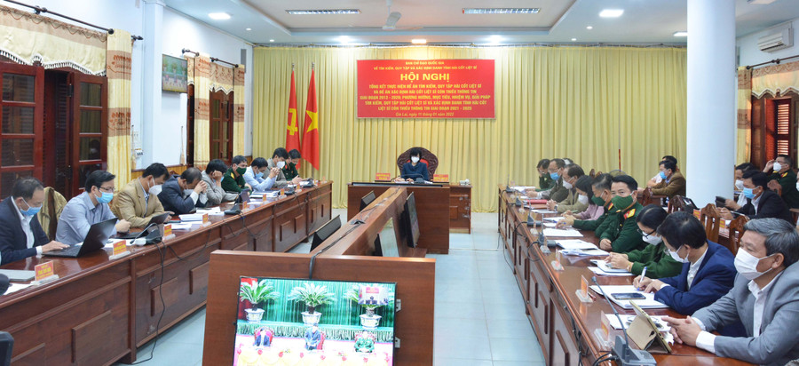 Quang cảnh hội nghị tại điểm cầu BCHQS tỉnh. Ảnh: Anh Huy