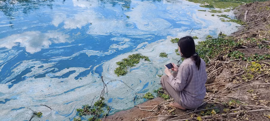 Hồ Yaly bị ô nhiễm, bốc mùi hôi thối. Ảnh: Đức Nhật