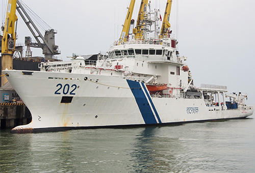 Tàu của Lực lượng bảo vệ bờ biển Ấn Độ cập cảng Tiên Sa sáng 14-10.