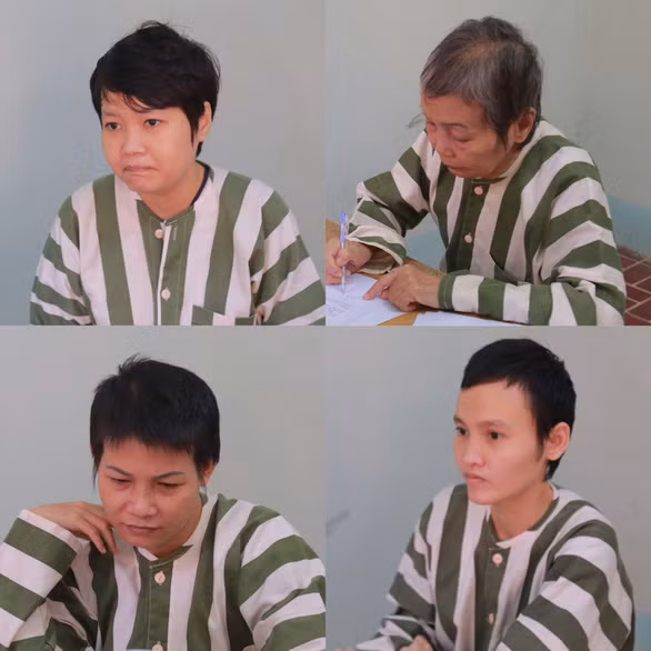 Bốn nữ bị can (từ trái qua, trên xuống): Hà, Hoa, Huyên, Thảo - Ảnh: T.D.