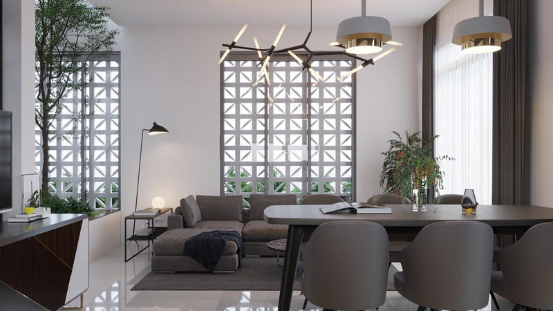 Điểm cộng thứ 2 của căn hộ nhỏ chính là tường làm bằng bông gió, cho phép ánh sáng và gió tự do di chuyển vào nhà.