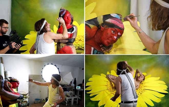 Người mẫu phải giữ tư thế và yên tĩnh khá lâu - Ảnh: Caters News