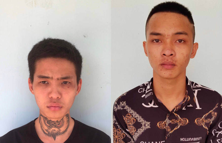 Hai đối tượng Khang (trái) và Sơn đã ra đầu thú. Ảnh: Lê Văn Ngọc