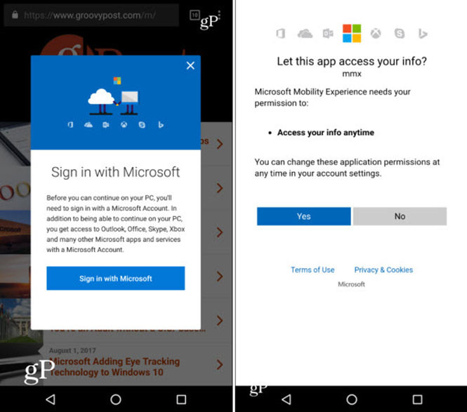 Đăng nhập tài khoản Microsoft và chấp nhận các thỏa thuận trong màn hình hiện ra.