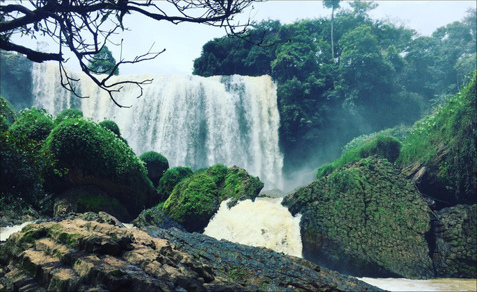 Thác Liêng Rơwoa, hay còn được gọi là thác Voi, thuộc thị trấn Nam Ban, huyện Lâm Hà, Lâm Đồng. Đây là một trong những ngọn thác lớn nhất của Tây Nguyên, cao trên 30 m và rộng khoảng 40 m , đồng thời nằm trong số ít thác còn giữ nguyên nét hoang sơ. Dòng nước chảy xuống mạnh mẽ, ào ạt như tiếng gầm của thú rừng Ảnh: Chien Xuan Tran.