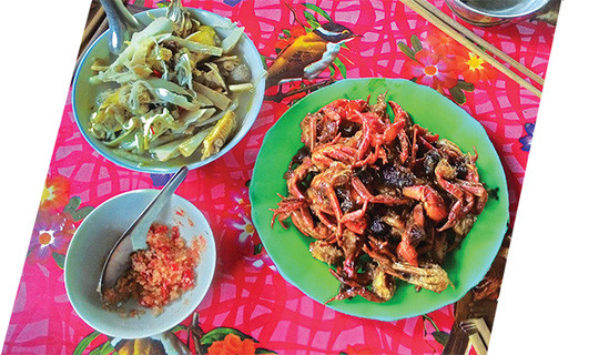 Cua núi rang me - một đặc sản của núi Cấm vào mùa mưa