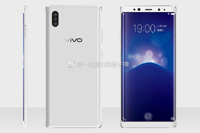 Hình ảnh được cho là của Vivo Xplay với cảm biến vân tay nhúng vào màn hình và 3 camera ở mặt sau.