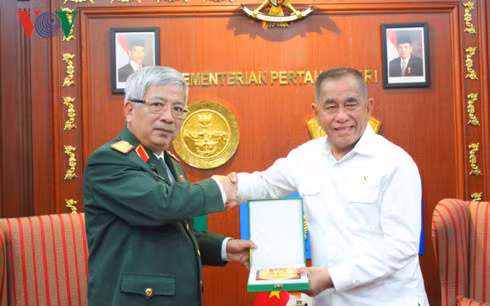 Thượng tướng Nguyễn Chí Vịnh và Bộ trưởng Bộ Quốc phòng Indonesia Ryamizard Ryacudu.