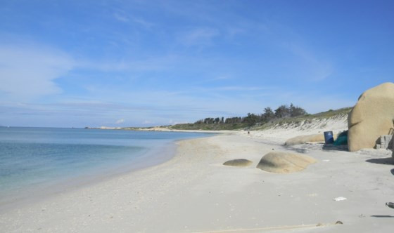 Do không có người dân sinh sống lâu dài, đảo Hòn Cau còn giữ được nét hoang sơ, thanh bình. Đảo có 7 bãi chính nằm xung quanh là bãi Trước, Tràng Dão, Ăn Cướp, bãi Tiên, bãi Nhất, Mũi Tàu và bãi Lúa. Ở những khu vực này đều có bãi tắm tuyệt đẹp với những dải cát trắng mịn, nước biển trong xanh có thể nhìn thấy tận đáy.