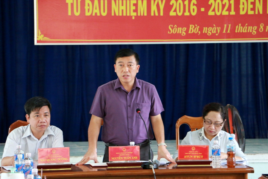 Đồng chí Nguyễn Tuấn Anh phát biểu tại buổi làm việc. Ảnh: Q.T