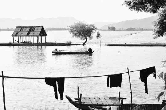 "Quê nghèo" chụp trên kênh Vĩnh Tế. Bên kia là cánh đồng Xuân Tô, huyện Tịnh Biên, giáp biên giới Campuchia ngập đầy nước. Ảnh: Huỳnh Phúc Hậu "Quê nghèo" chụp trên kênh Vĩnh Tế. Bên kia là cánh đồng Xuân Tô, huyện Tịnh Biên, giáp biên giới Campuchia ngập đầy nước. Ảnh: Huỳnh Phúc Hậu