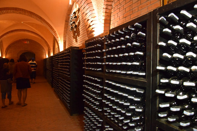 Hơn 20.000 chai rượu vang được bảo quản dọc lối đi trong hầm, nhiệt độ ở đây là 13-18 độ C, du khách có trẻ nhỏ đi cùng nên mang theo áo khoác. Ánh sáng trong hầm cũng yếu, để đảm bảo quá trình lưu trữ rượu.