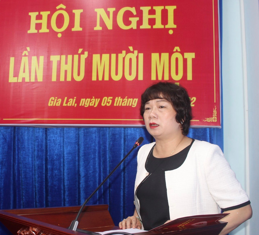 Đồng chí Phạm Thị Tố Hải-Ủy viên Ban Thường vụ Tỉnh ủy, Bí thư Đảng ủy Khối các Cơ quan và Doanh nghiệp tỉnh phát biểu kết luận hội nghị. Ảnh: Phan Lài Đồng chí Phạm Thị Tố Hải-Ủy viên Ban Thường vụ Tỉnh ủy, Bí thư Đảng ủy Khối các Cơ quan và Doanh nghiệp tỉnh phát biểu kết luận hội nghị. Ảnh: Phan Lài