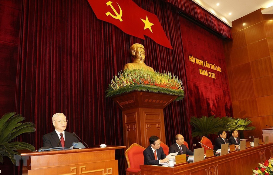 Sáng 3-10, Hội nghị lần thứ sáu Ban Chấp hành Trung ương Đảng khóa XIII đã khai mạc trọng thể tại Thủ đô Hà Nội. Ảnh nguồn TTXVN Sáng 3/10, Hội nghị lần thứ sáu Ban Chấp hành Trung ương Đảng khóa XIII đã khai mạc trọng thể tại Thủ đô Hà Nội.