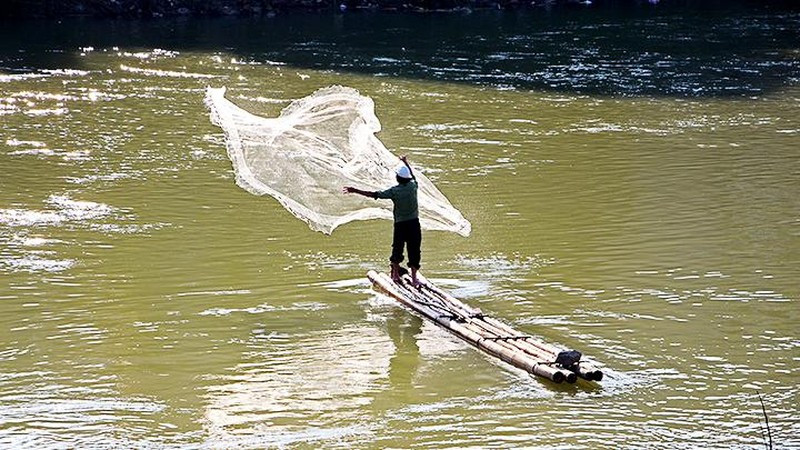 Đánh lưới trên sông Hiến.
