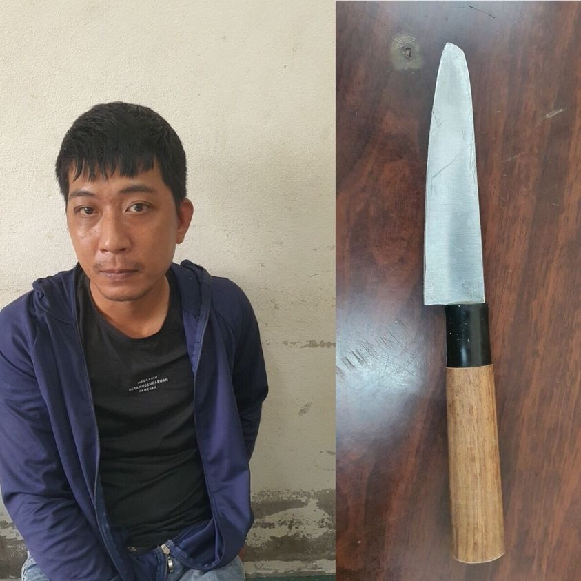 Danh bị khởi tố, bắt tạm giam và con dao (hung khí) gây án. Ảnh: Nguyễn Tú Danh bị khởi tố, bắt tạm giam và con dao (hung khí) gây án. Ảnh: Nguyễn Tú