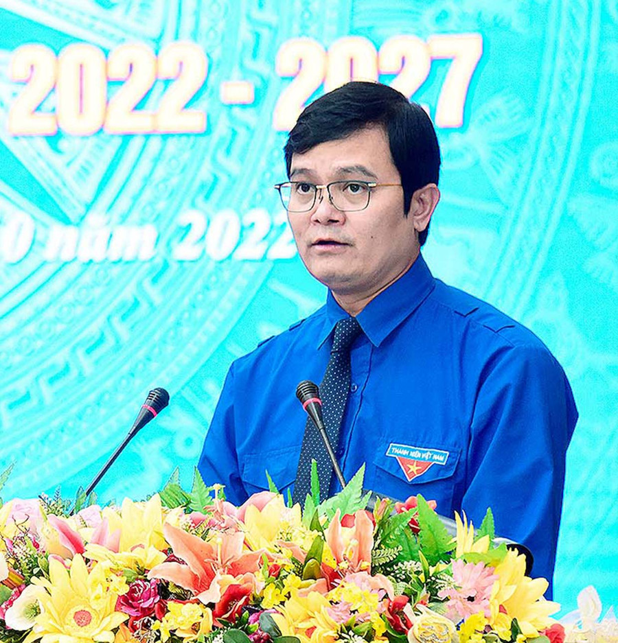  Bí thư thứ nhất Ban Chấp hành Trung ương Đoàn Bùi Quang Huy phát biểu tại Đại hội. Ảnh: Đức Thụy