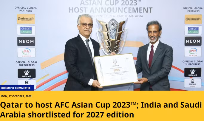 Qatar được AFC trao quyền đăng cai VCK Asian Cup 2023. Ảnh nguồn NLĐO