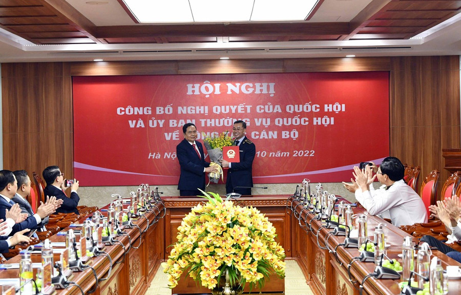 Hội nghị công bố Nghị quyết của Quốc hội về bầu Tổng Kiểm toán Nhà nước nhiệm kỳ 2021-2026 đối với ông Ngô Văn Tuấn. (Ảnh: Vietnam+)