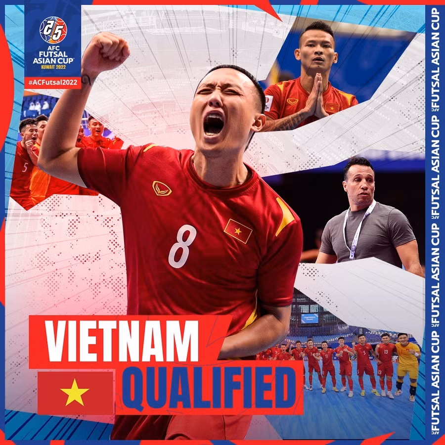 Tuyển futsal Việt Nam giành vé vào tứ kết. Ảnh: AFC