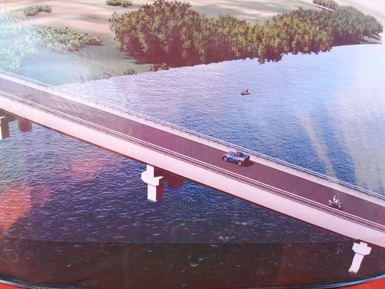 Phối cảnh cầu Thạch An bắt qua sông Trà Bồng. Ảnh: NGUYỄN TRANG