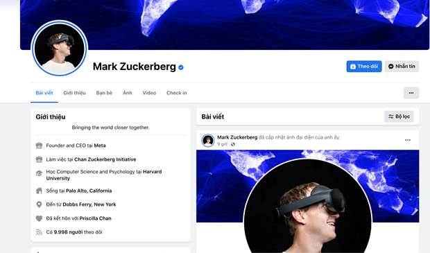 Ông chủ Facebook là Mark Zuckerberg cũng bị ảnh hưởng. Ảnh chụp màn hình