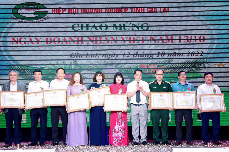 Dịp này, 42 doanh nghiệp tiêu biểu được tặng bằng khen của Chủ tịch UBND tỉnh. Ảnh: Đức Thụy