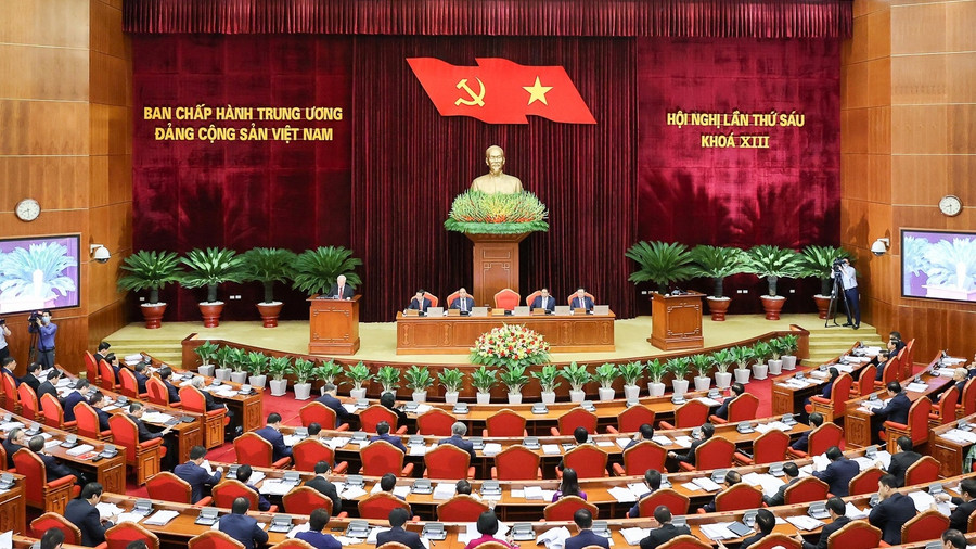 Hội nghị T.Ư 6 khóa XIII khai mạc sáng nay 3.10. Ảnh: Nhật Bắc