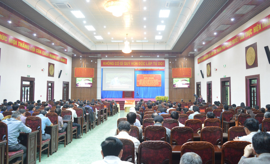 Quang cảnh hội nghị tại điểm cầu chính, hội trường 19-5. Ảnh; Anh Huy