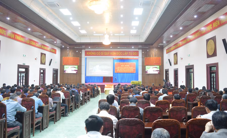 Quang cảnh hội nghị tại điểm cầu chính, hội trường 19-5. Ảnh; Anh Huy