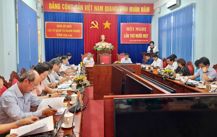 Quang cảnh hội nghị lần thứ 11 do Ban Chấp hành Đảng bộ Khối các Cơ quan và Doanh nghiệp tỉnh tổ chức. Ảnh: Phan Lài Quang cảnh hội nghị lần thứ 11 do Ban Chấp hành Đảng bộ Khối các Cơ quan và Doanh nghiệp tỉnh tổ chức. Ảnh: Phan Lài