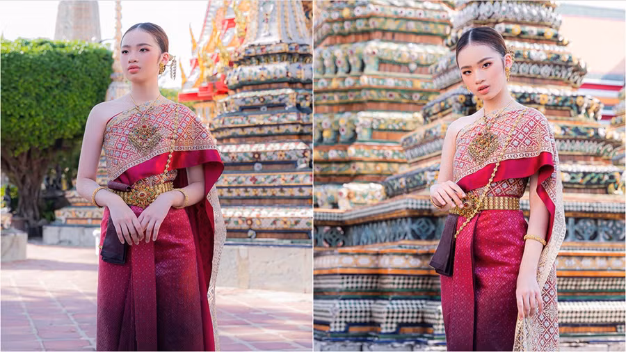  Bảo Hà “lên hương nhan sắc” khi hóa thân thành công chúa Thái Lan với trang phục truyền thống. Ảnh: NSCC