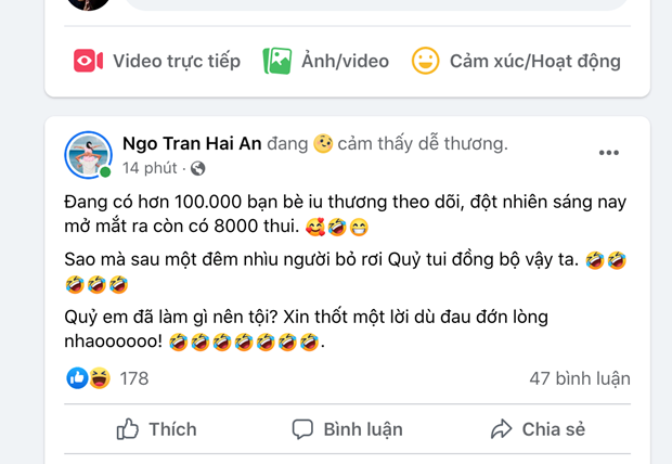 Rất nhiều người nổi tiếng trên Facebook bàng hoàng vì bị giảm người theo dõi. Ảnh chụp màn hình