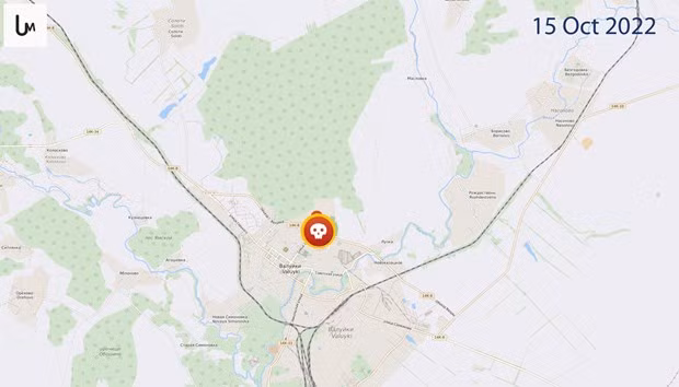  Vị trí xảy ra vụ việc. (Nguồn: Liveuamap)